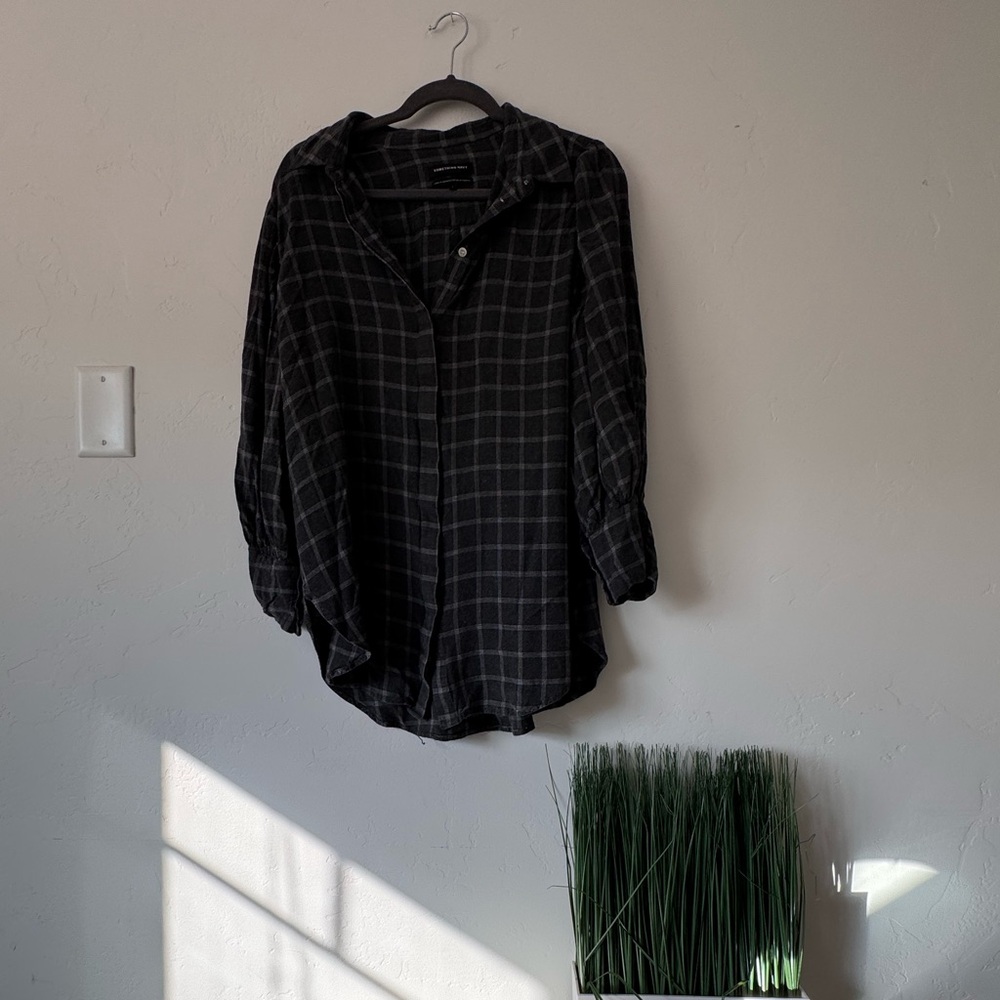 Something Navy Charcoal Checkered Top